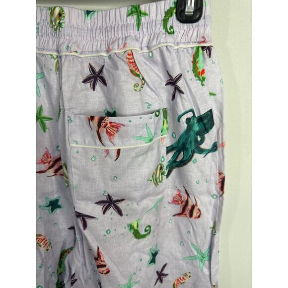 Hill House The Skylar Linen Pants in Sea Creature Women's MED NWT Nautical Beach - Picture 8 of 13